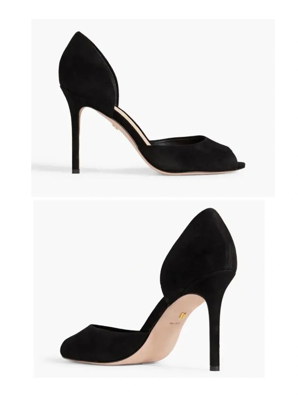 $395 Veronica Beard Gadot Black Suede Peep-Toe Stiletto Heels Pumps Size 7.5